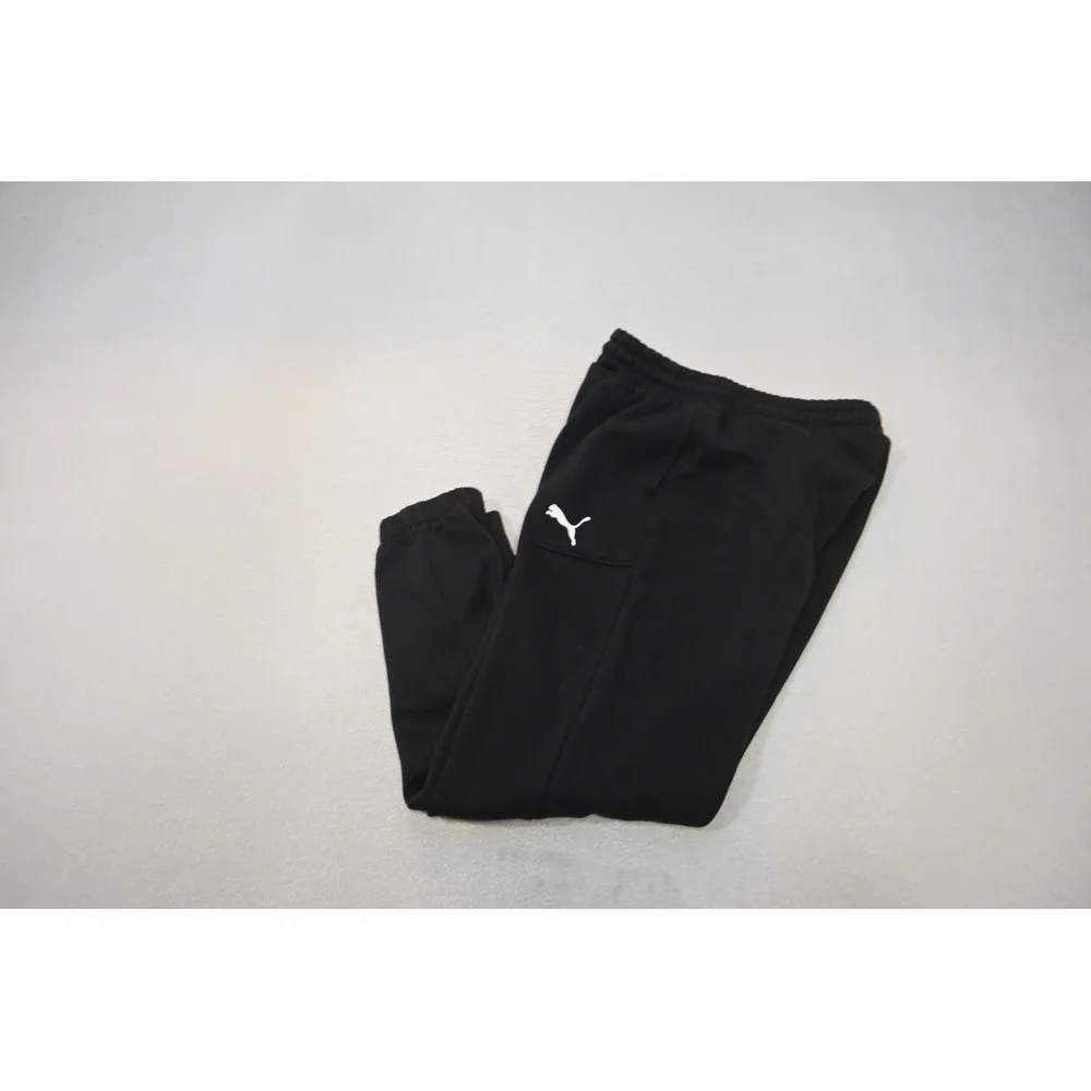 Puma Sweatpants Mens Size Medium Black Fleece Cotton Blend Joggers Tapered EUC‎
